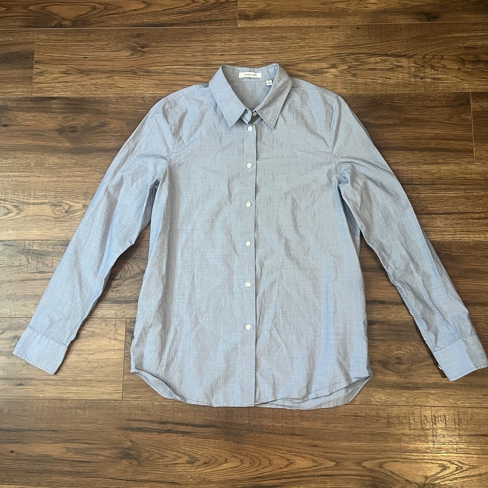 Aritzia Babaton‎ Button Down Shirt Womens S Blue Long Sleeve Minimalist Cotton